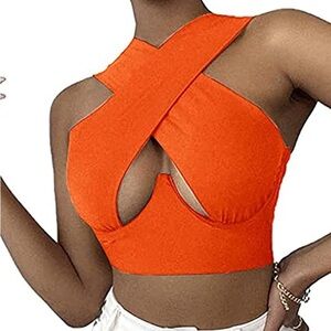 Crisscross Cut Out Halter Wrap Crop Top